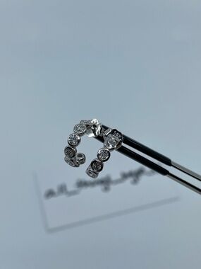 Sterling Silver Lab Diamond 3/4 Hoop Earring 1.00ctw Rhodium Plated